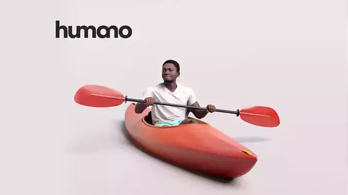 Humano African Man kayaking -2505-064-5017 3D model