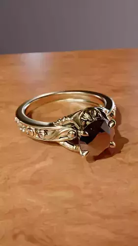 Sculpted Solitaire Ring for Round gemstone of the size 1ct