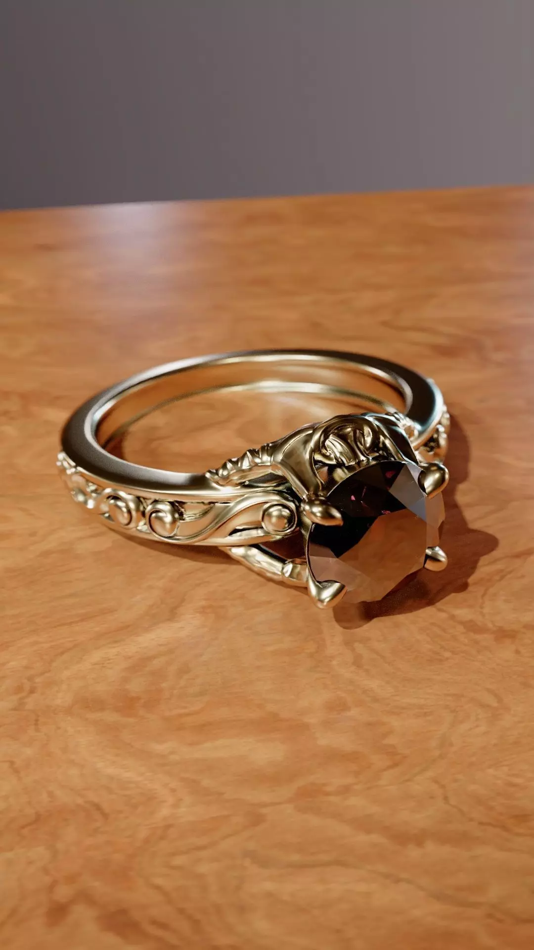 Sculpted Solitaire Ring for Round gemstone of the size 1ct Free 3D print model