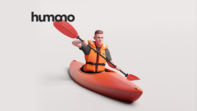 Humano Man kayaking -2505-035-1734 3D model