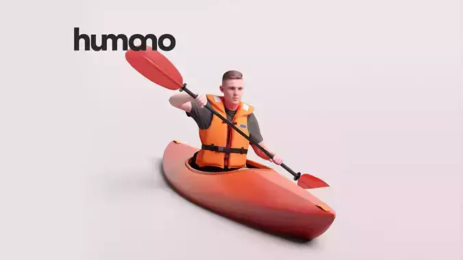 Humano Man kayaking -2505-035-1734 3D model