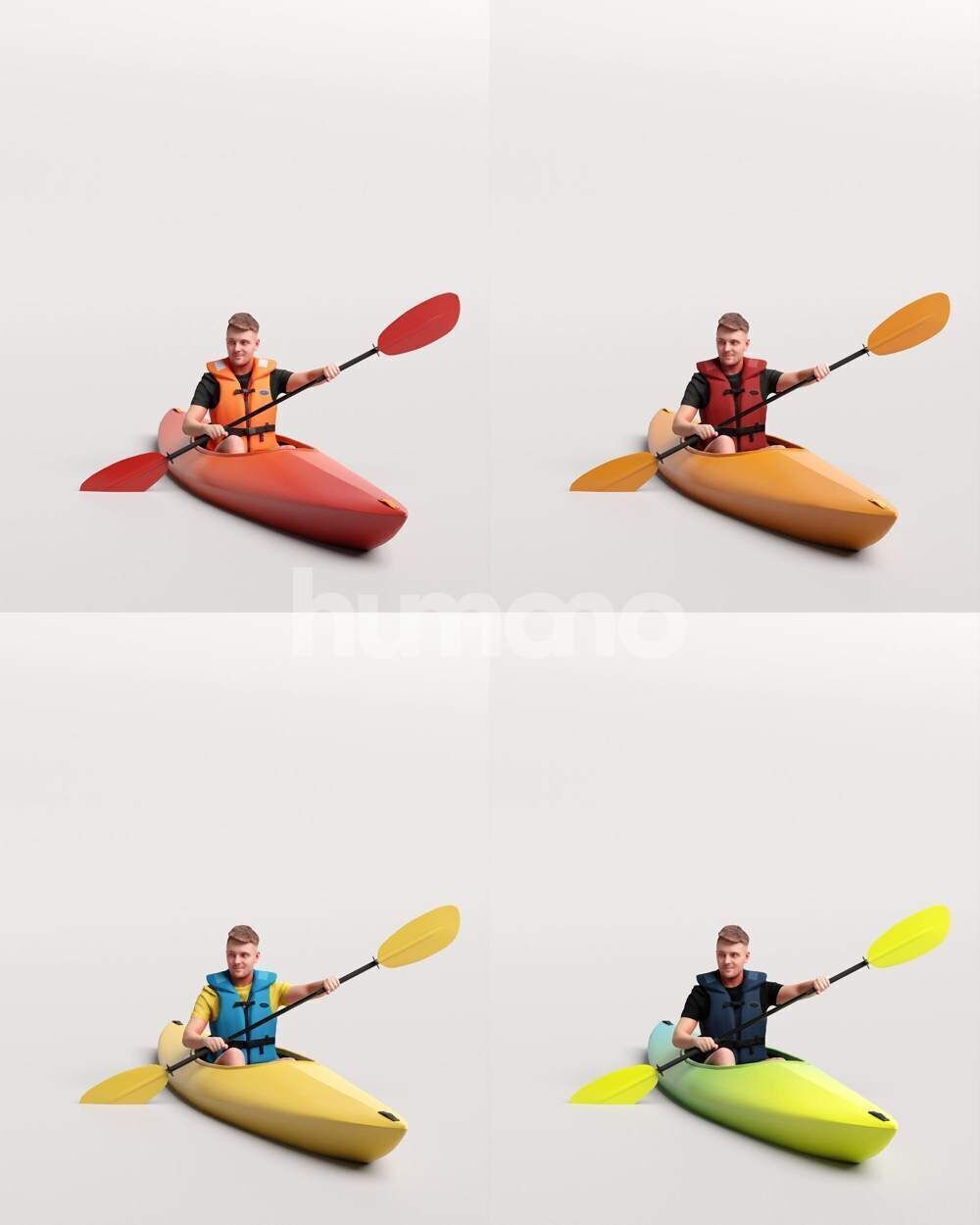Humano Man kayaking -2505-034-1927 3D model_2