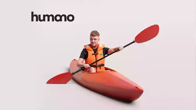 Humano Man kayaking -2505-034-1927 3D model