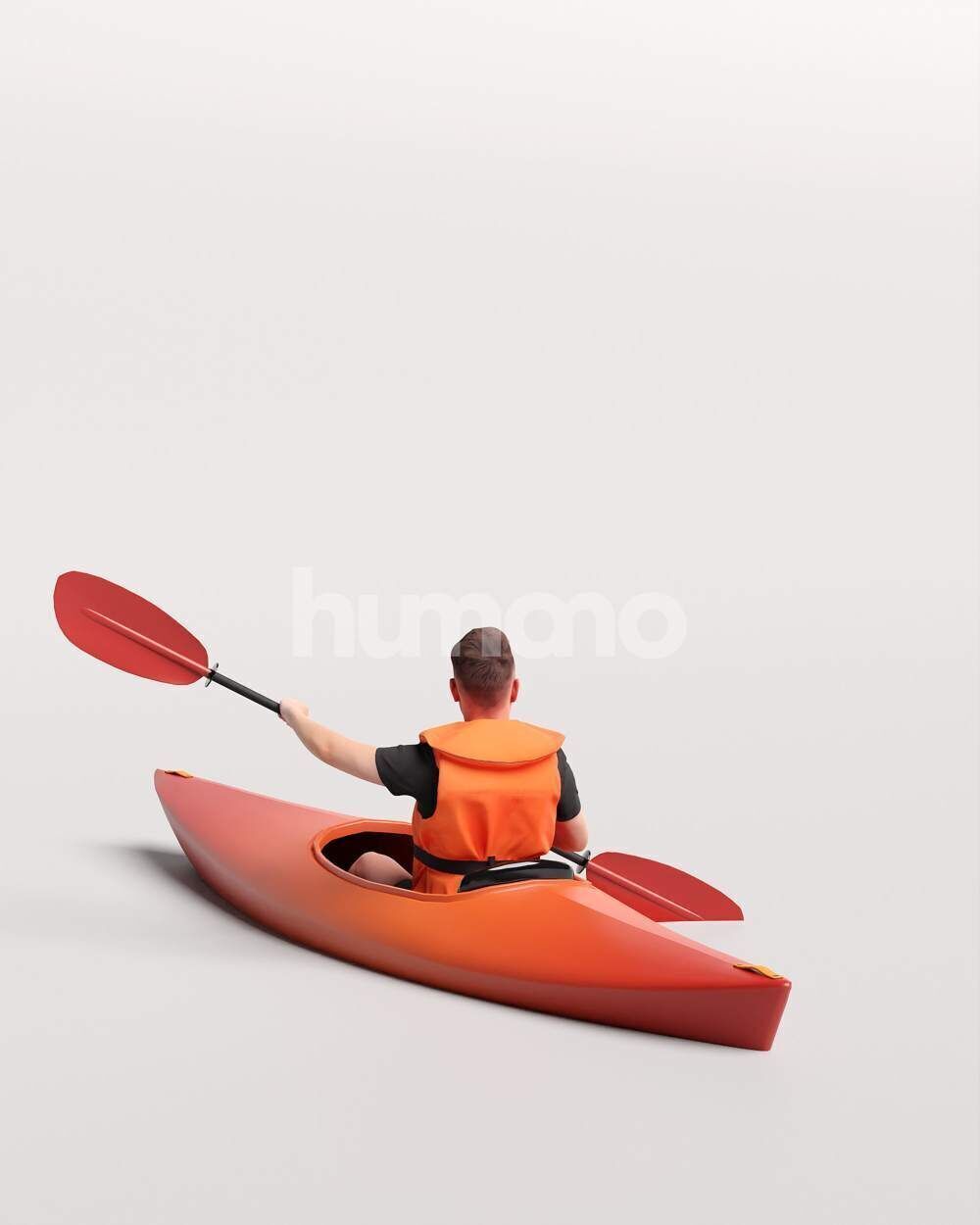 Humano Man kayaking -2505-034-1927 3D model_7