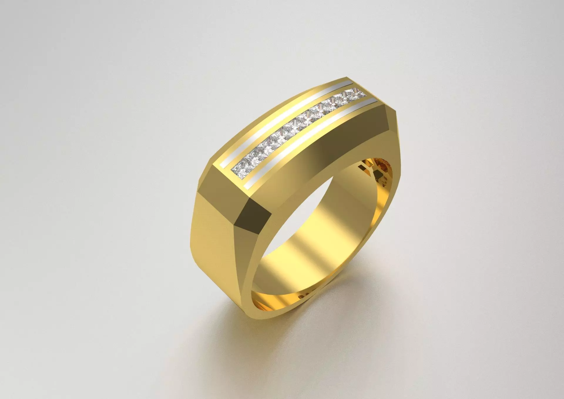 diamond gold man stl printable cad file ring mr0007 3D print model