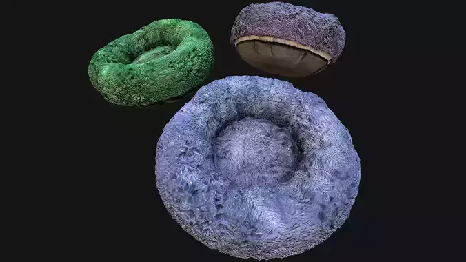 Bed for Dog and Cat Fluffy Chair for Animals Low-poly 3D model