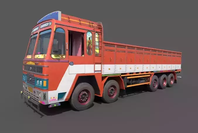 Ashok Leyland Lorry 14 wheel 3D model