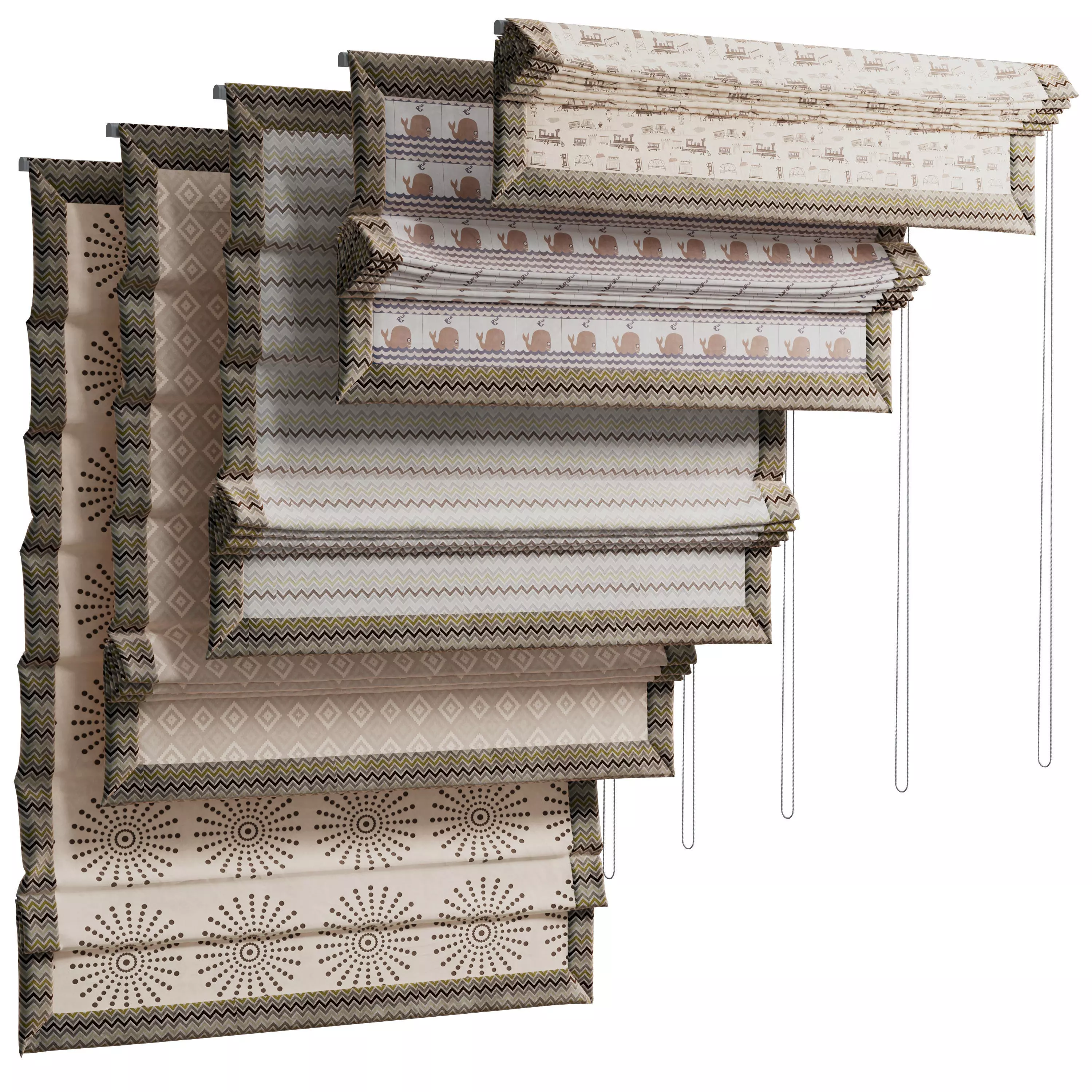 Roman blinds for children room 04 Low-poly 3D model_0