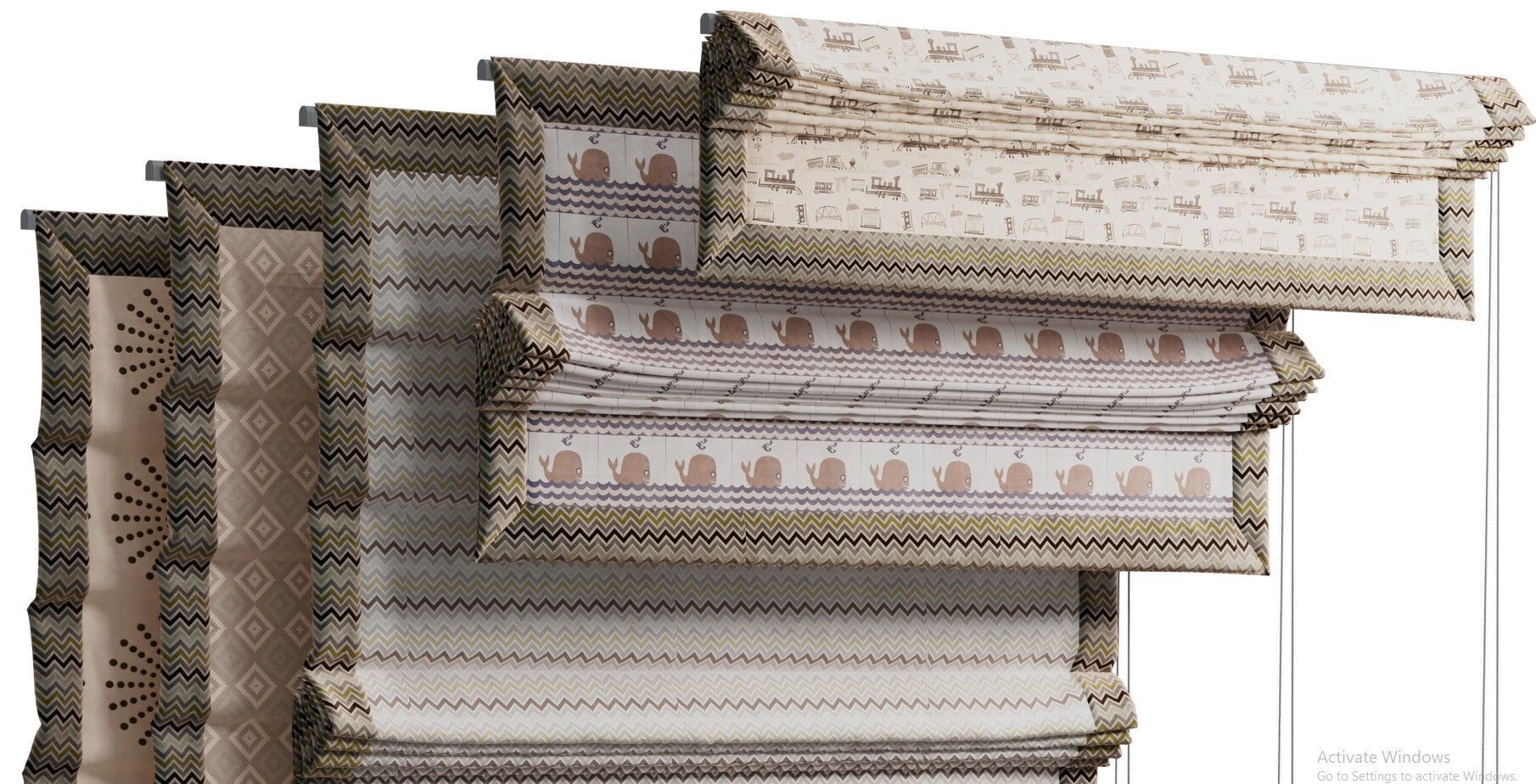 Roman blinds for children room 04 Low-poly 3D model_5