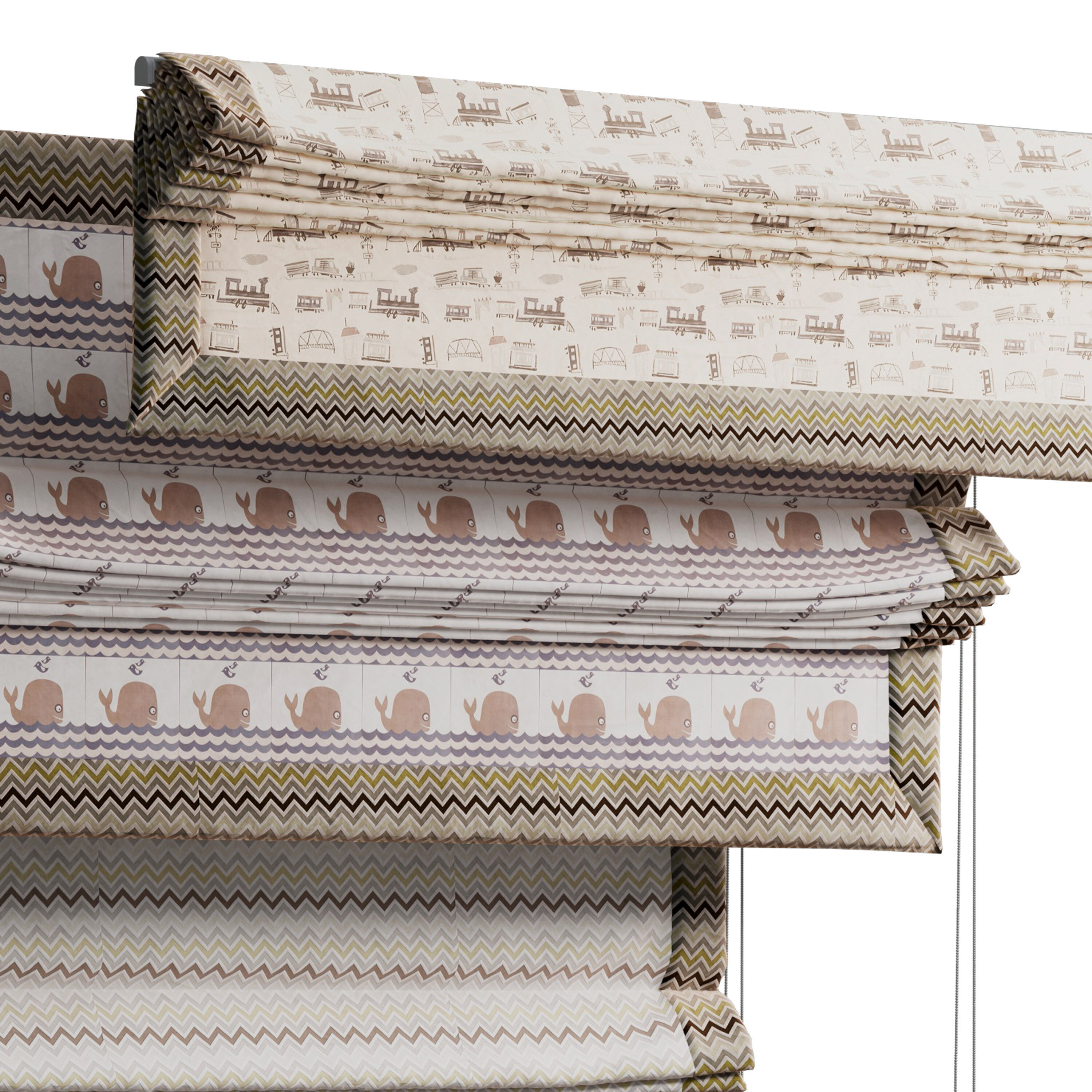 Roman blinds for children room 04 Low-poly 3D model_3