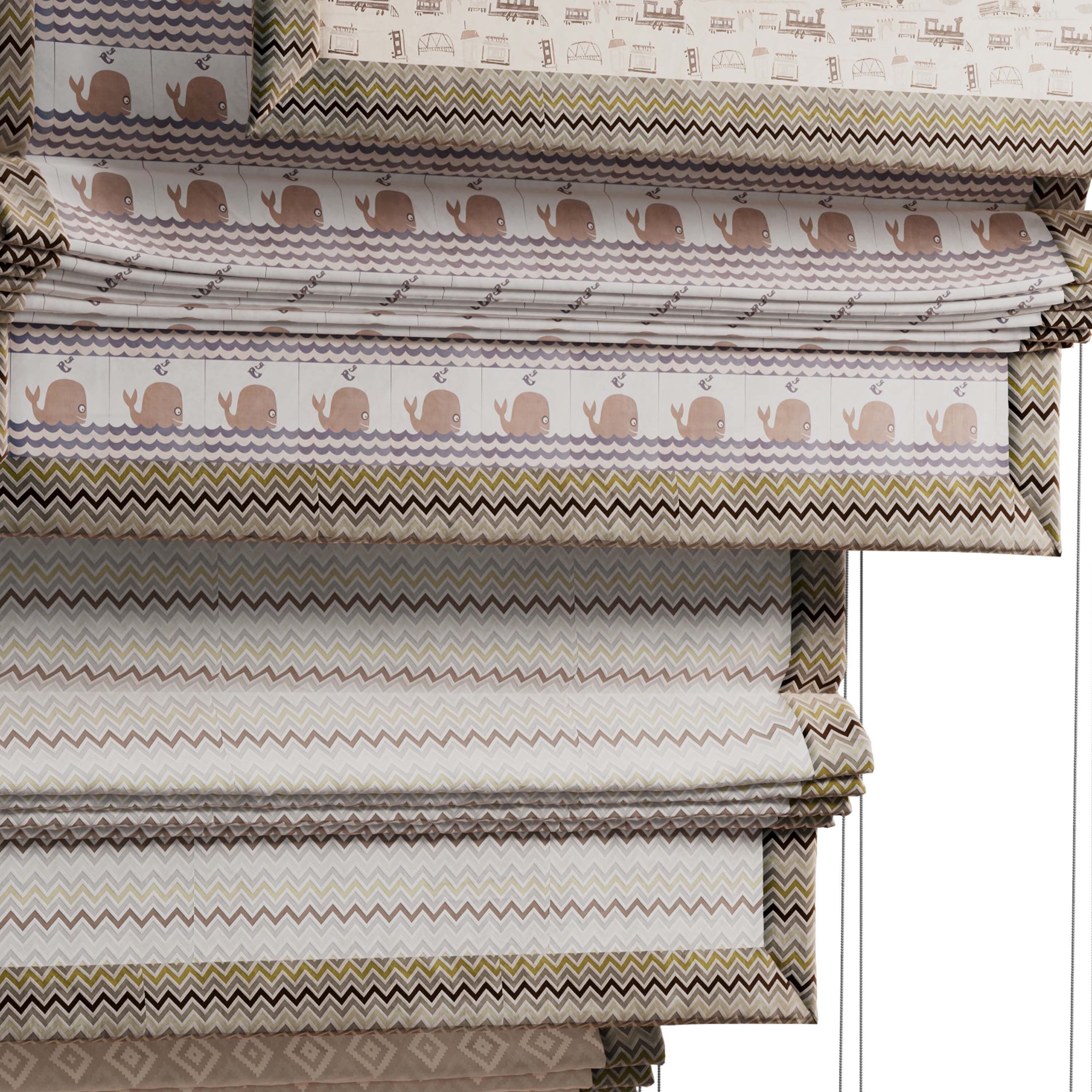 Roman blinds for children room 04 Low-poly 3D model_4