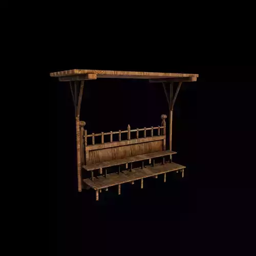 wooden bleacher tribune 3D model