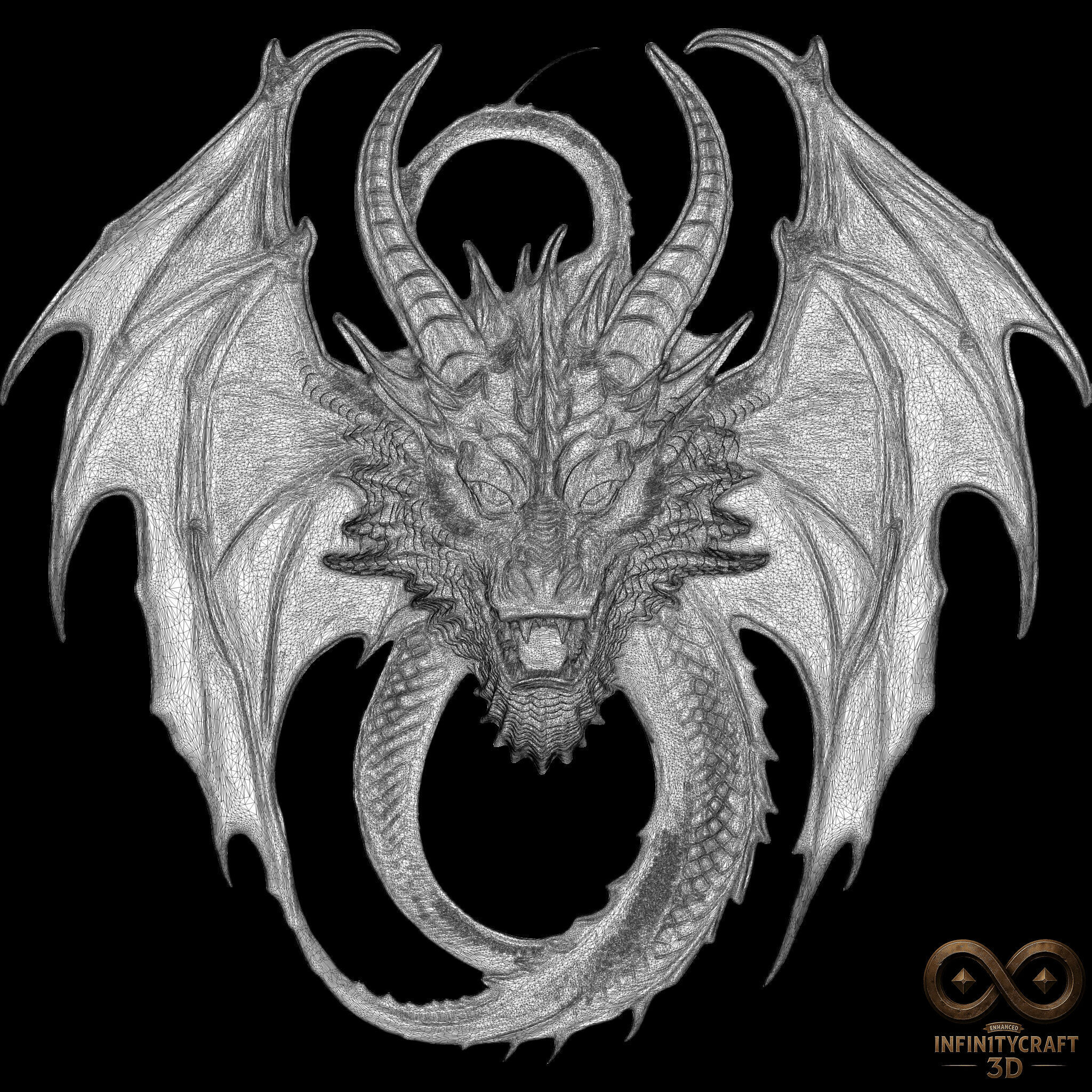 Dragon Head Relief No17 STL file for 3d printing or CNC 3D print model_12
