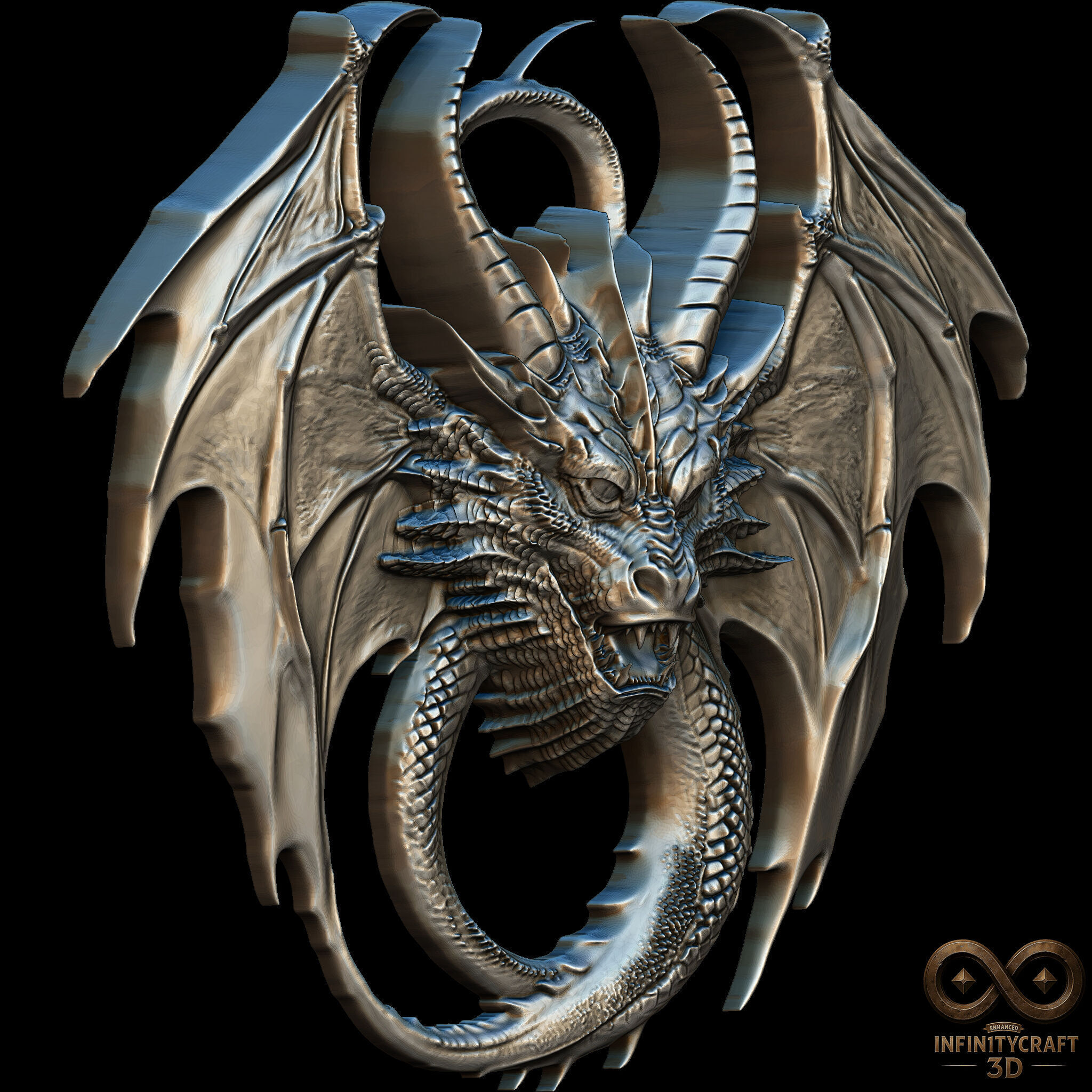 Dragon Head Relief No17 STL file for 3d printing or CNC 3D print model_4
