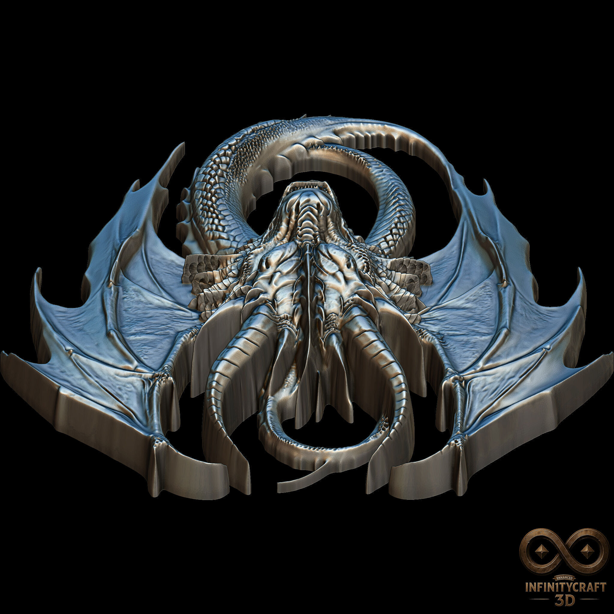 Dragon Head Relief No17 STL file for 3d printing or CNC 3D print model_8