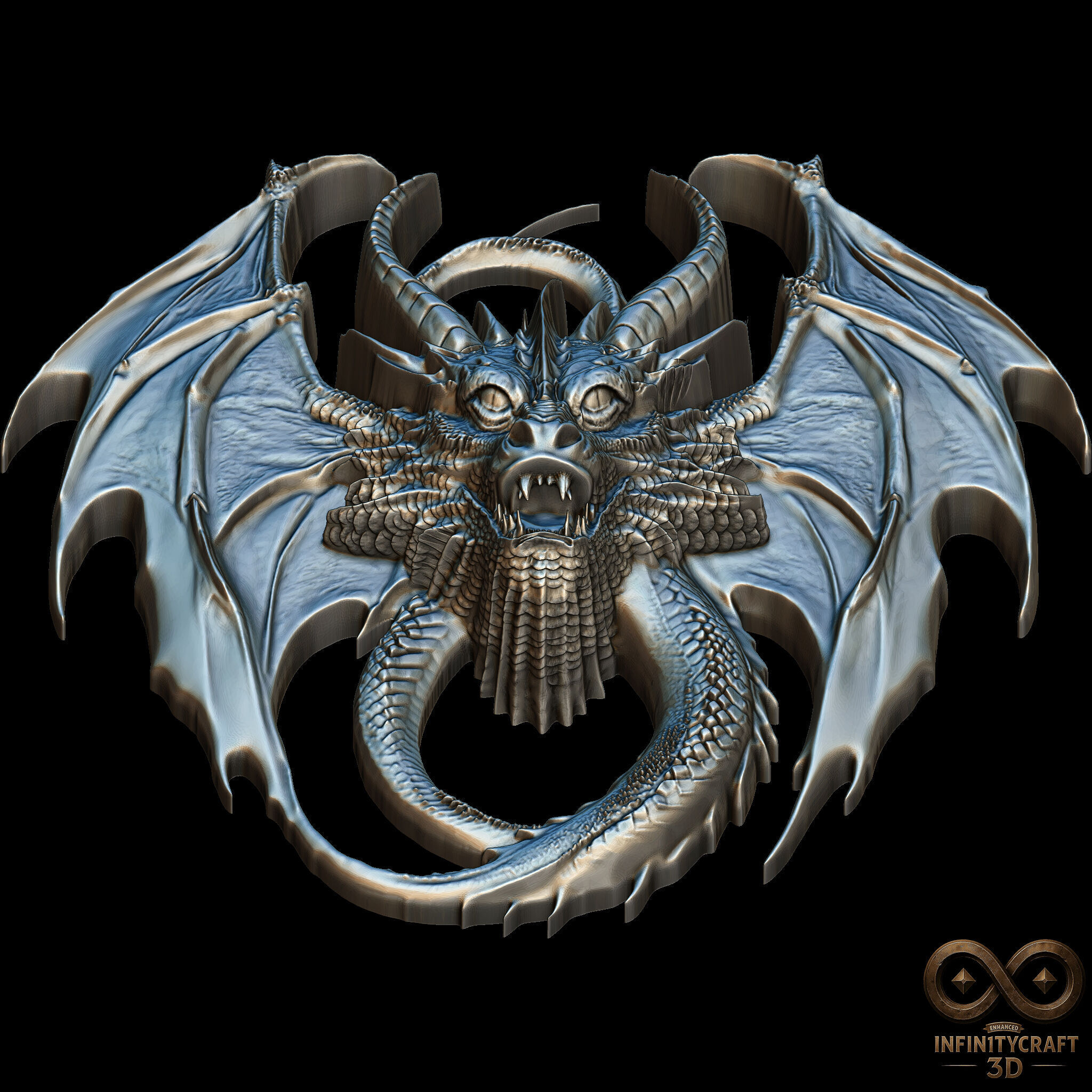 Dragon Head Relief No17 STL file for 3d printing or CNC 3D print model_10