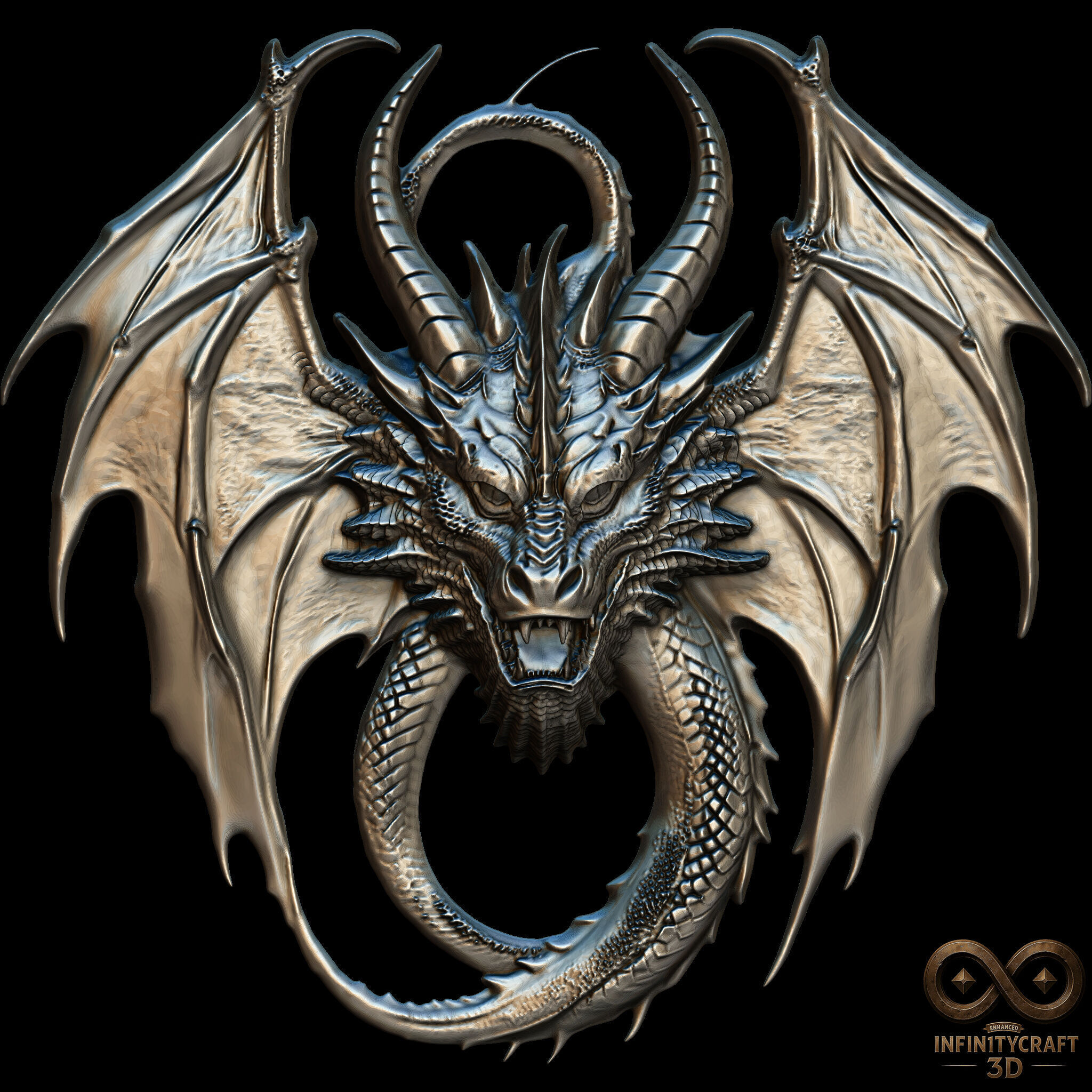 Dragon Head Relief No17 STL file for 3d printing or CNC 3D print model_3