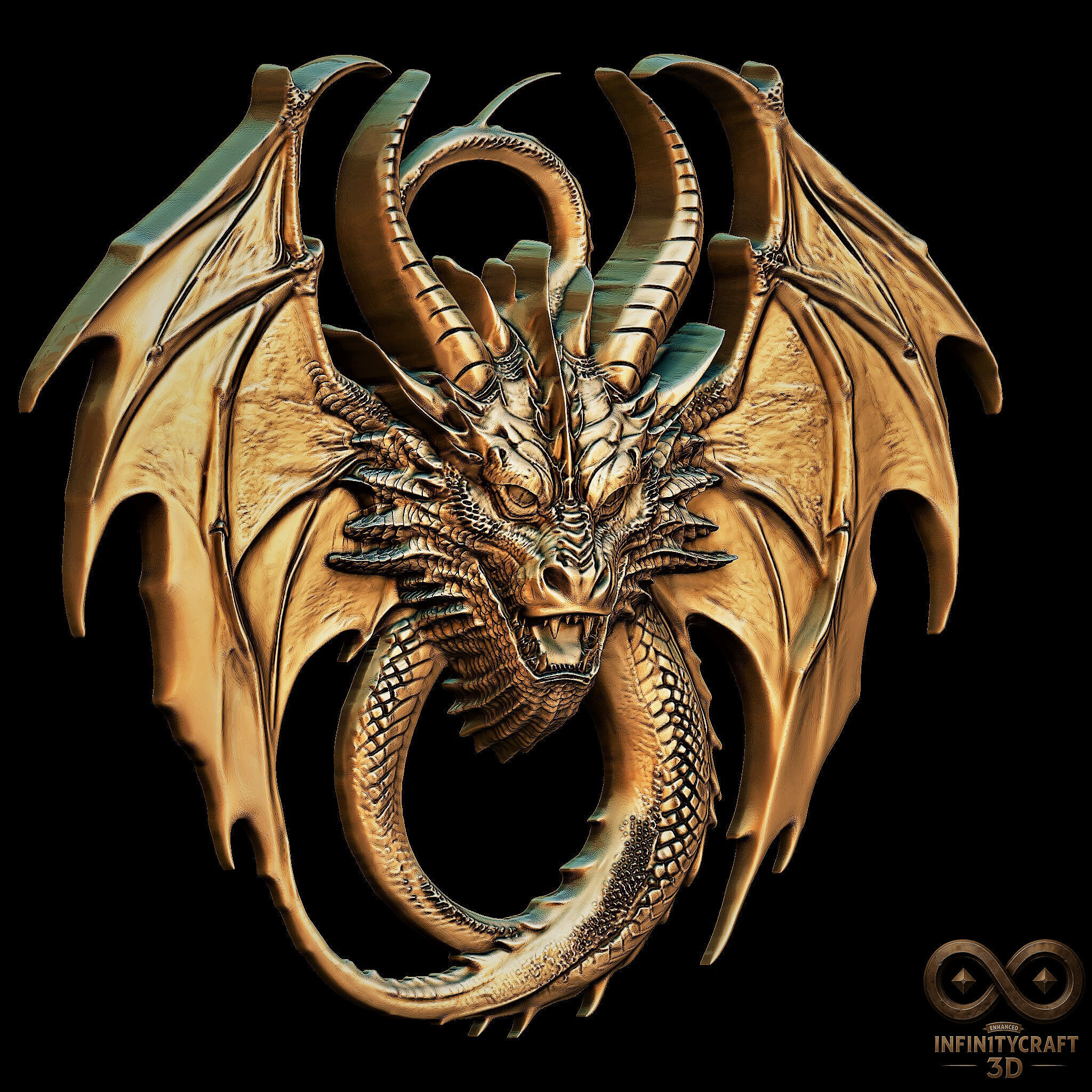 Dragon Head Relief No17 STL file for 3d printing or CNC 3D print model_2