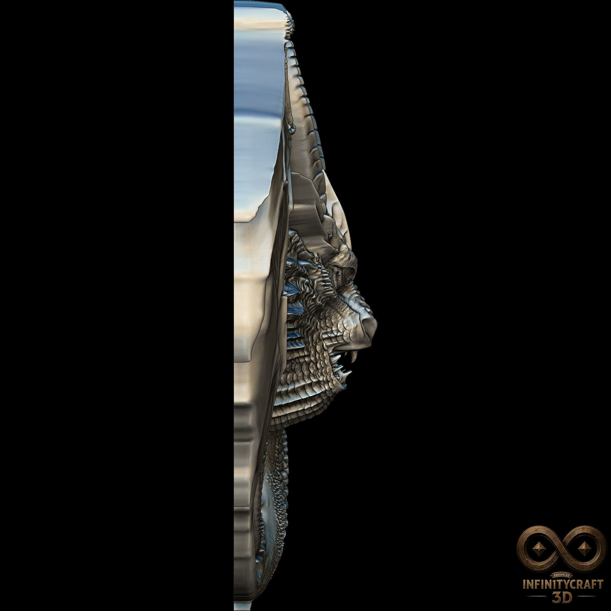 Dragon Head Relief No17 STL file for 3d printing or CNC 3D print model_5