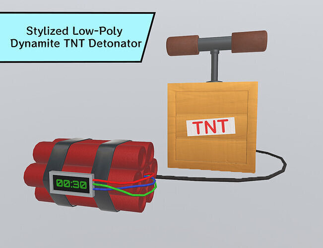 Stylized Low-Poly Dynamite TNT Detonator Low-poly 3D model