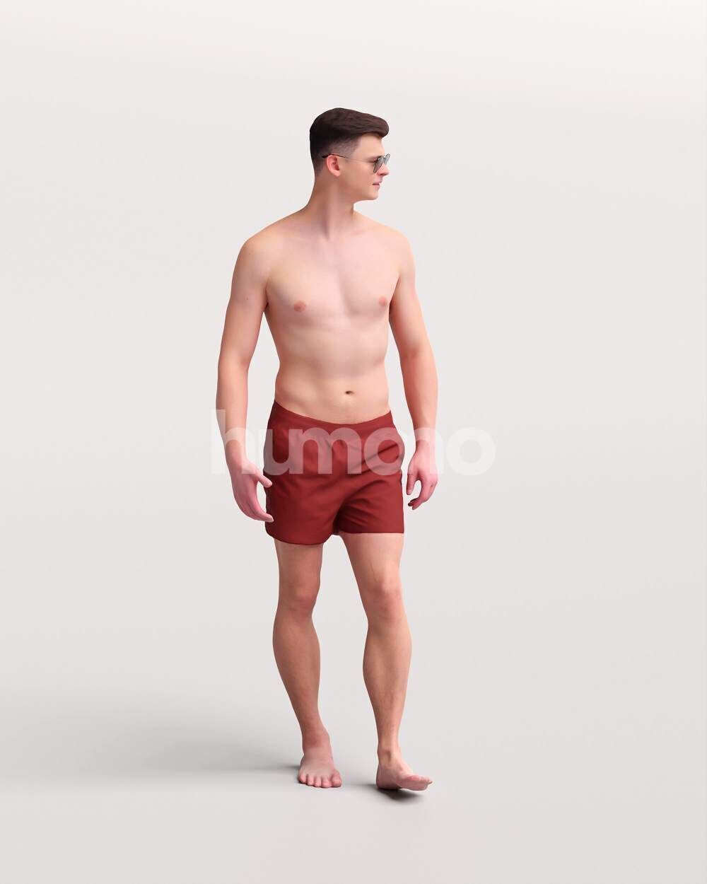 Humano Man in swimsuit walking around the pool -2507-057-2999 3D model_13