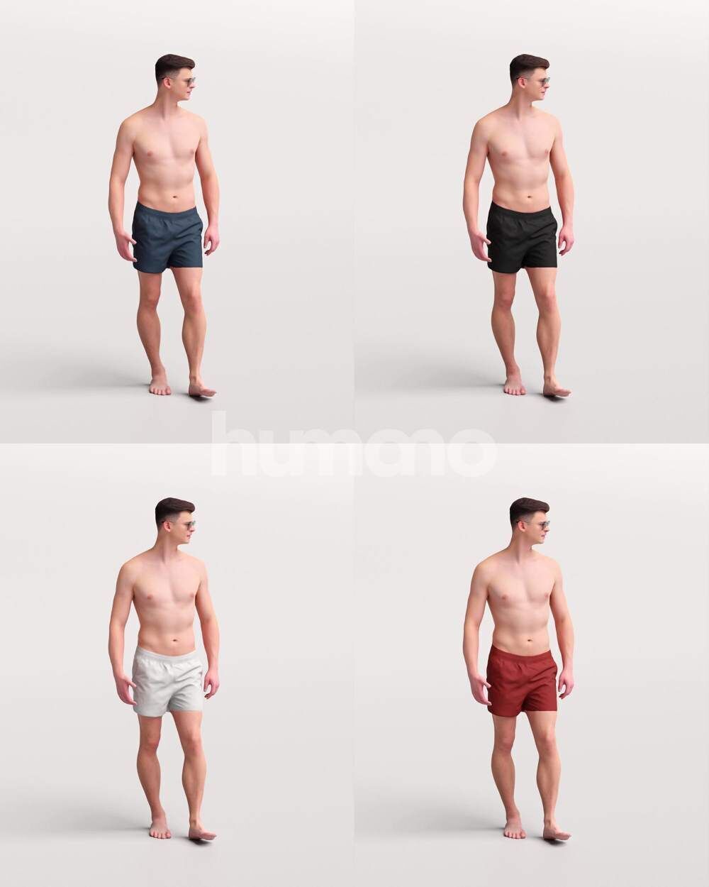 Humano Man in swimsuit walking around the pool -2507-057-2999 3D model_2