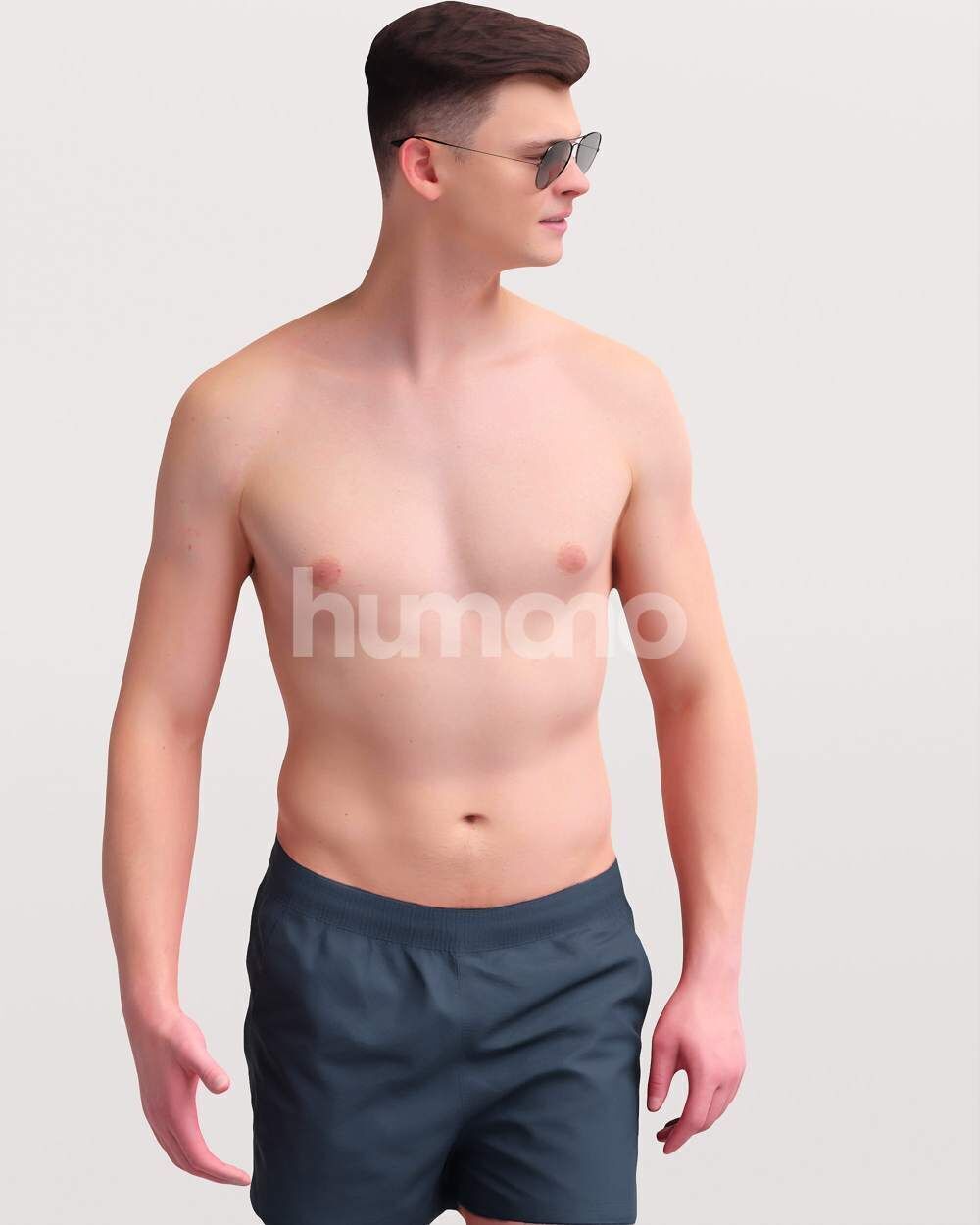 Humano Man in swimsuit walking around the pool -2507-057-2999 3D model_9