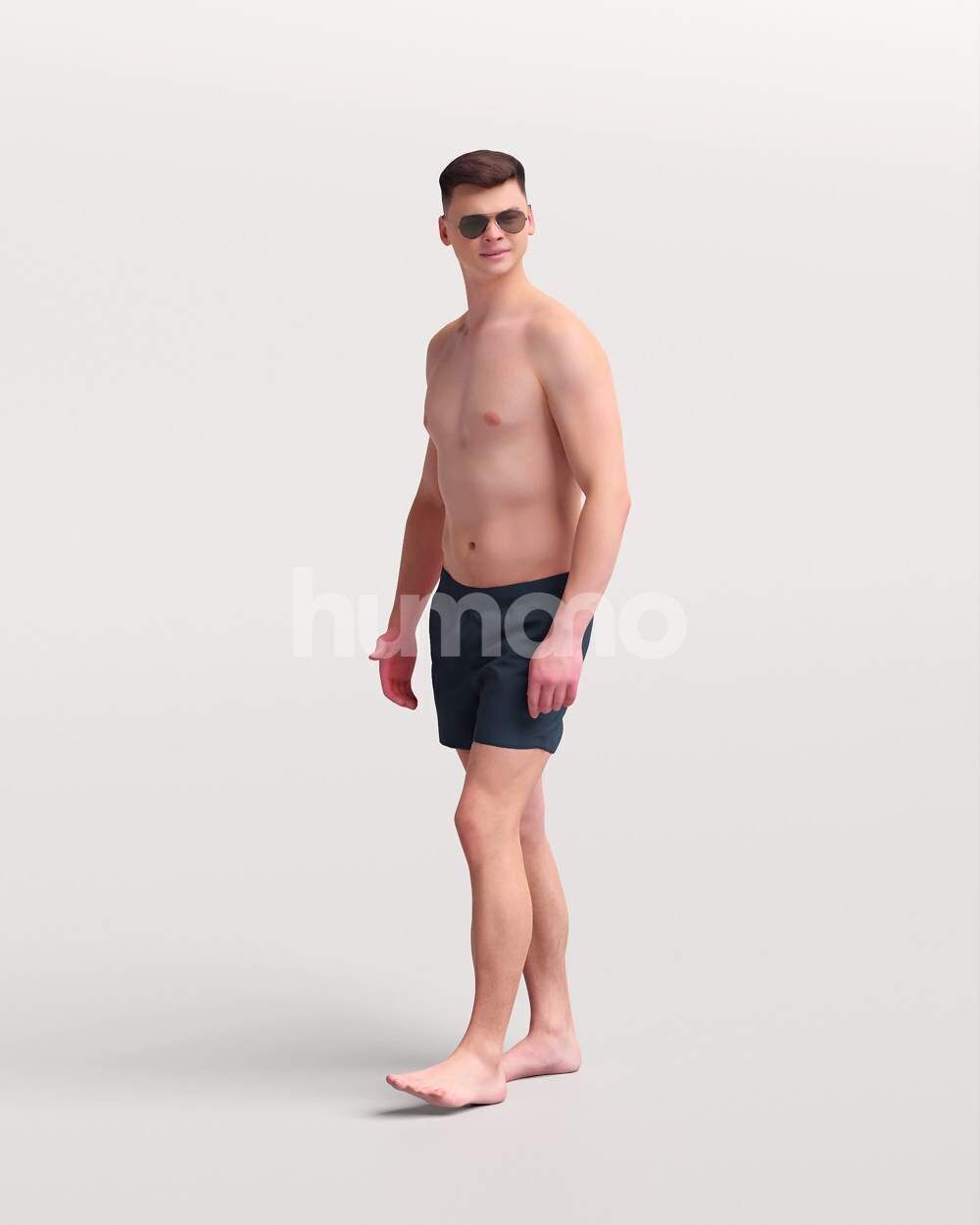 Humano Man in swimsuit walking around the pool -2507-057-2999 3D model_8