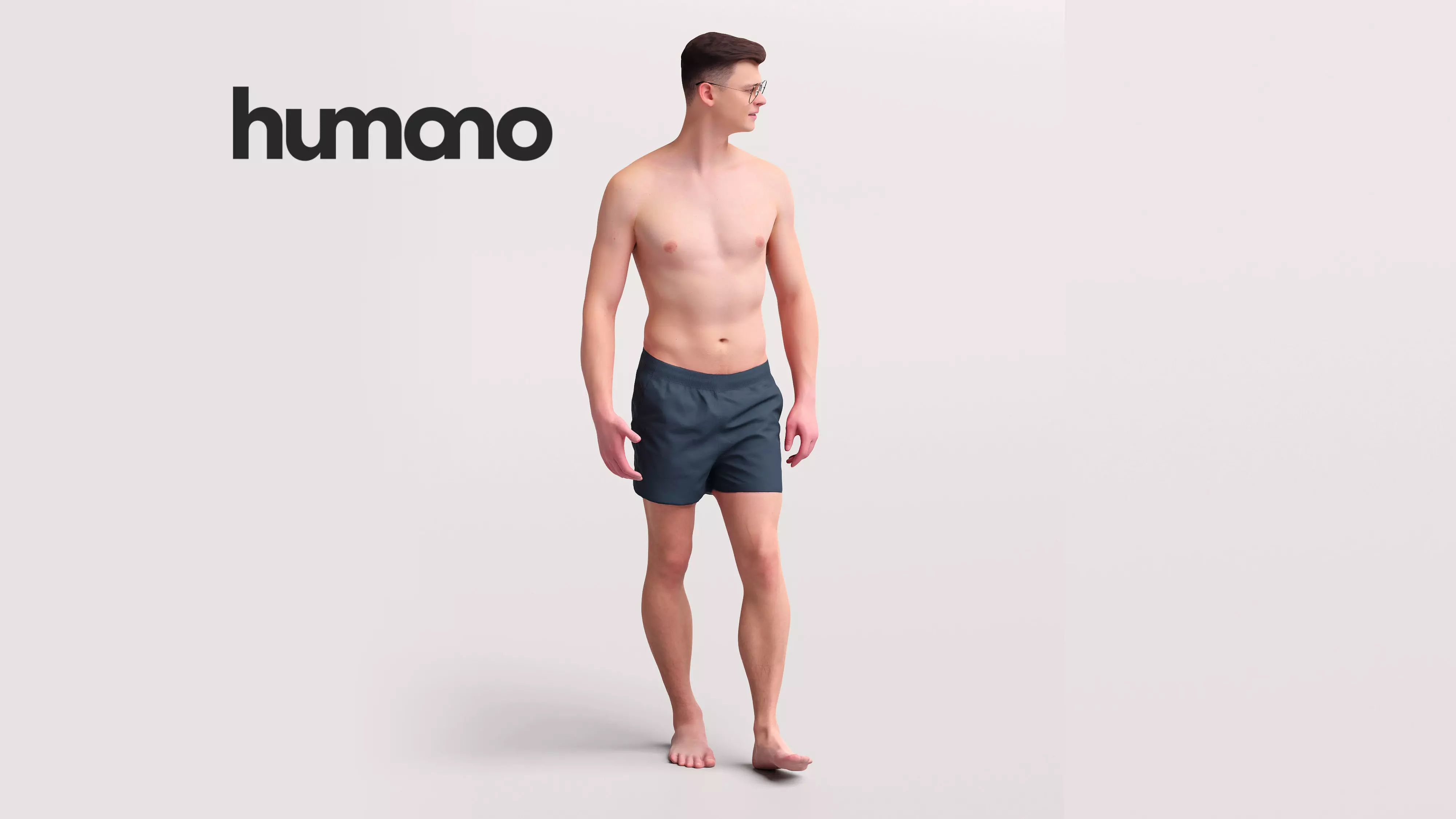 Humano Man in swimsuit walking around the pool -2507-057-2999 3D model_0