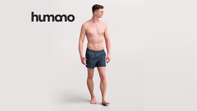 Humano Man in swimsuit walking around the pool -2507-057-2999 3D model