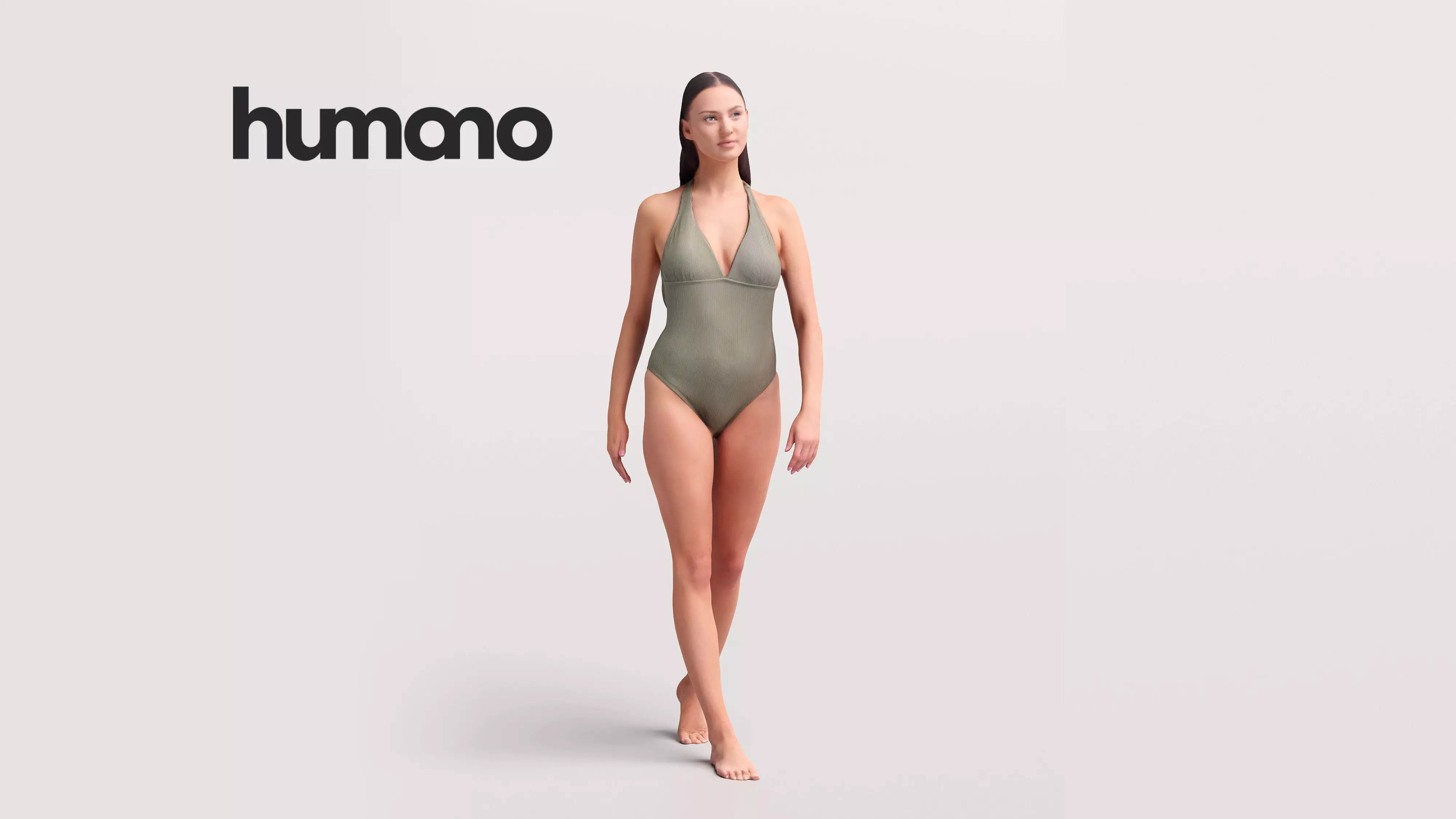 Humano Woman in swimsuit walking around the pool -2507-050-7592 3D model_0