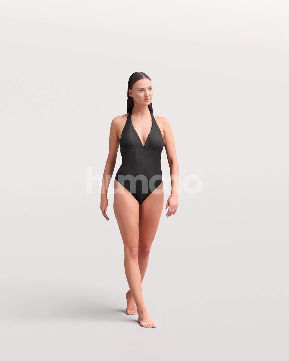 Humano Woman in swimsuit walking around the pool -2507-050-7592 3D model_11