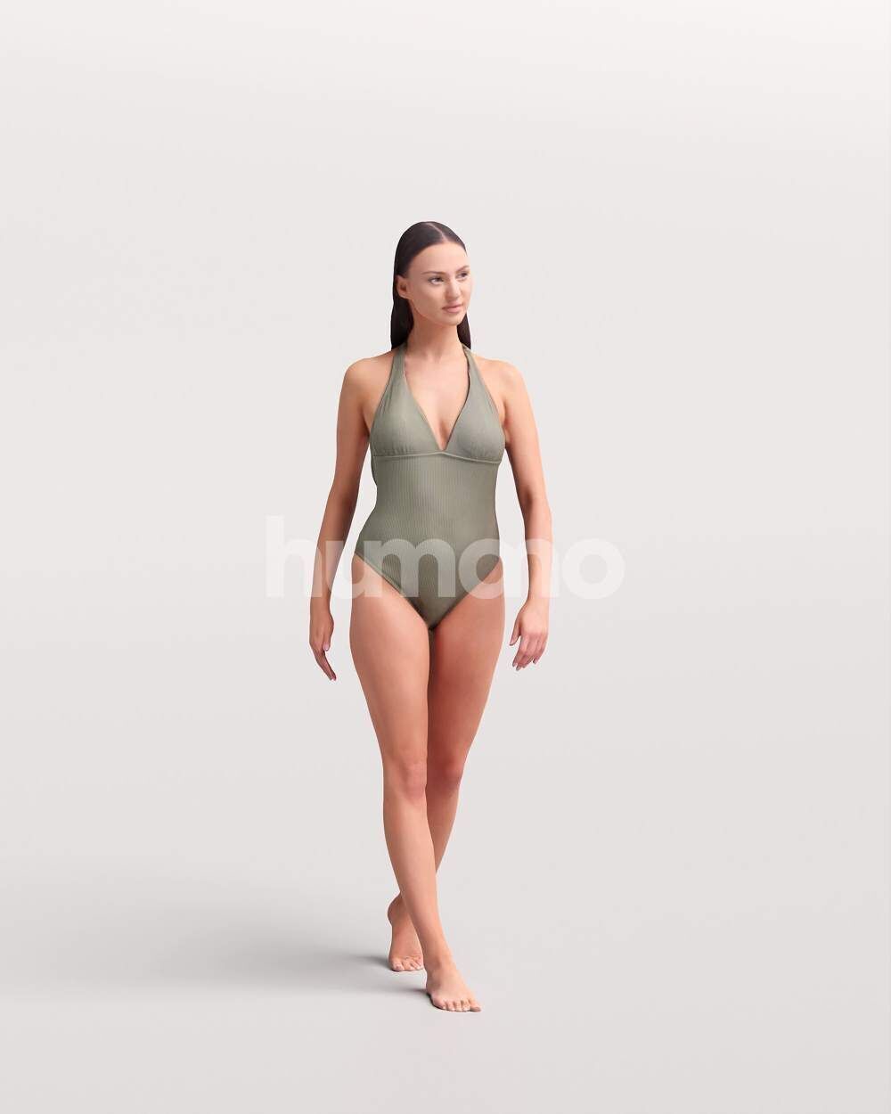 Humano Woman in swimsuit walking around the pool -2507-050-7592 3D model_4