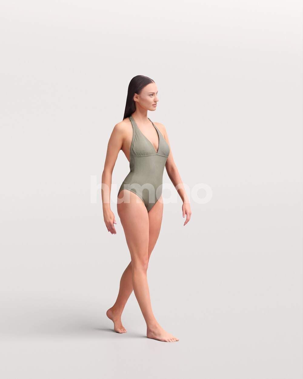 Humano Woman in swimsuit walking around the pool -2507-050-7592 3D model_5