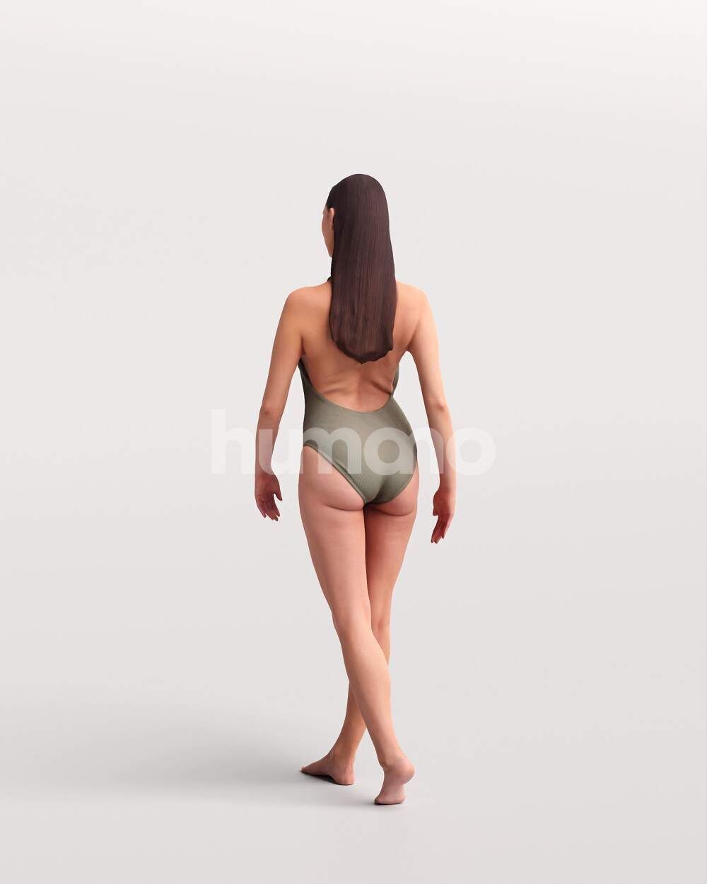 Humano Woman in swimsuit walking around the pool -2507-050-7592 3D model_7