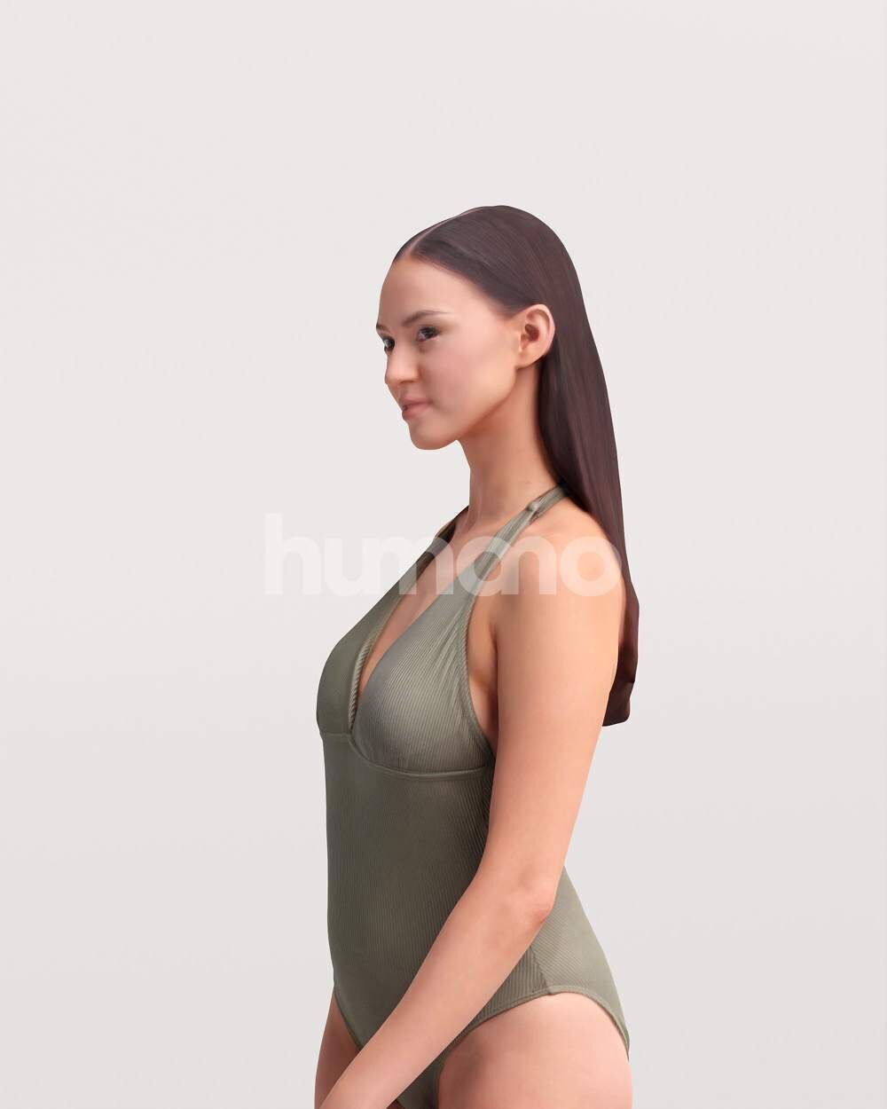 Humano Woman in swimsuit walking around the pool -2507-050-7592 3D model_10