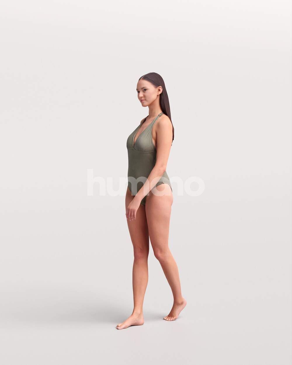 Humano Woman in swimsuit walking around the pool -2507-050-7592 3D model_8
