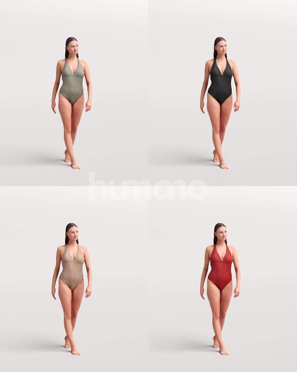 Humano Woman in swimsuit walking around the pool -2507-050-7592 3D model_2
