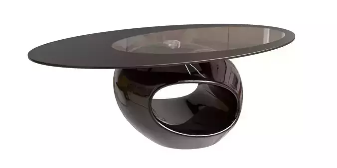 Oval High Gloss Glass Coffee Table With Tempered Glass Top