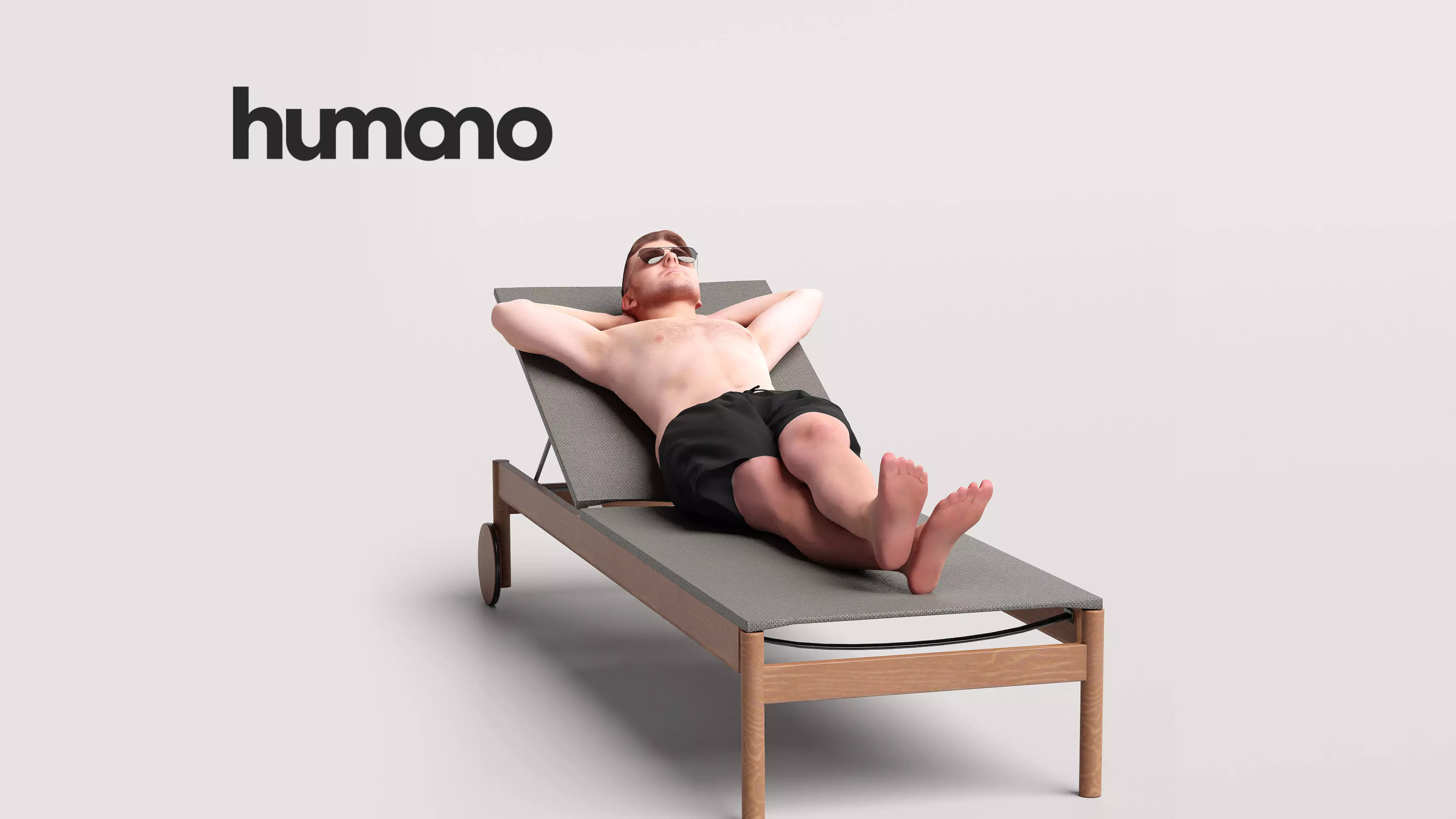 Humano Man in swimsuit lying on the sunbed -2507-034-1916 3D model