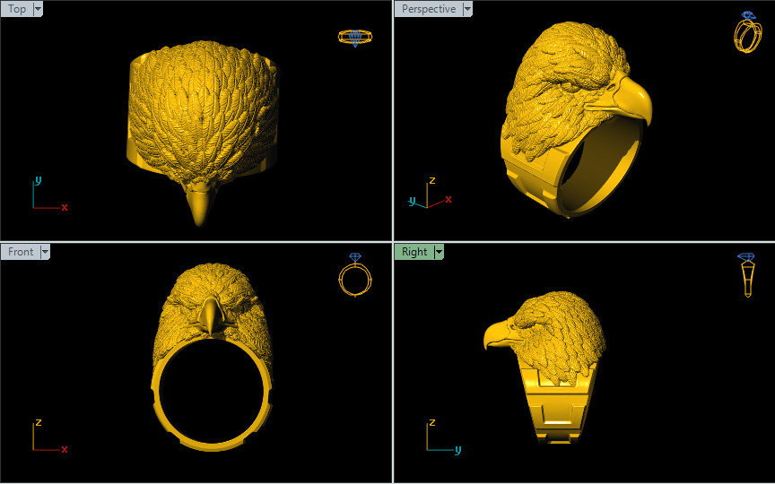 Animal Head Ring Combo Set Collection  3D print model_3