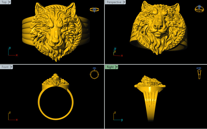 Animal Head Ring Combo Set Collection  3D print model_2