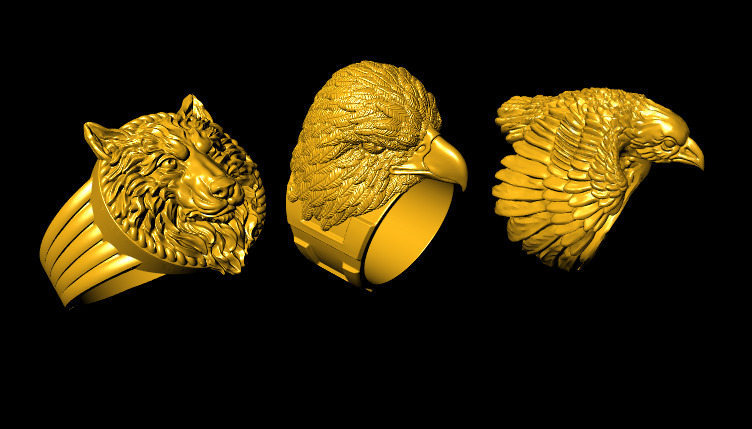 Animal Head Ring Combo Set Collection  3D print model_15