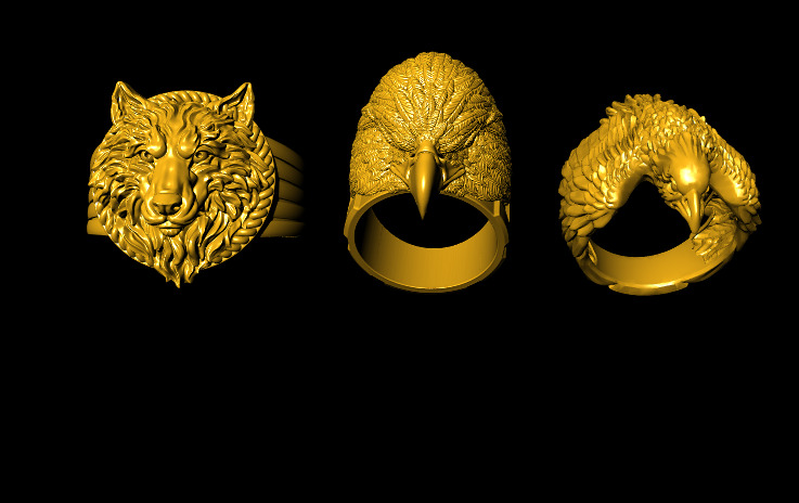 Animal Head Ring Combo Set Collection  3D print model_14