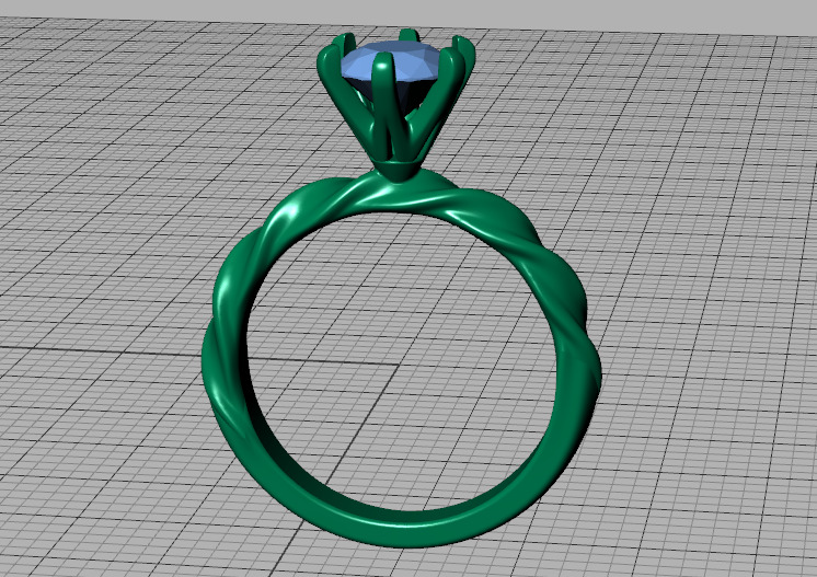 Olivia Twisted Solitaire Engagement Ring 1ct Diamond 3D model 3D print model_40