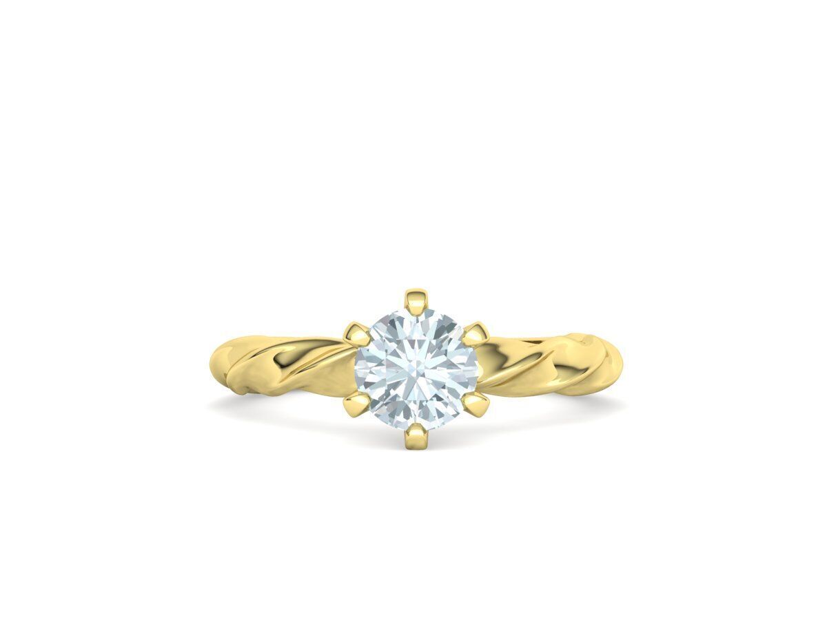 Olivia Twisted Solitaire Engagement Ring 1ct Diamond 3D model 3D print model_16