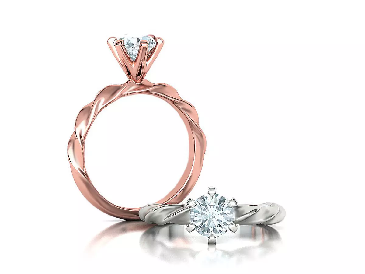 Olivia Twisted Solitaire Engagement Ring 1ct Diamond 3D model 3D print model_0