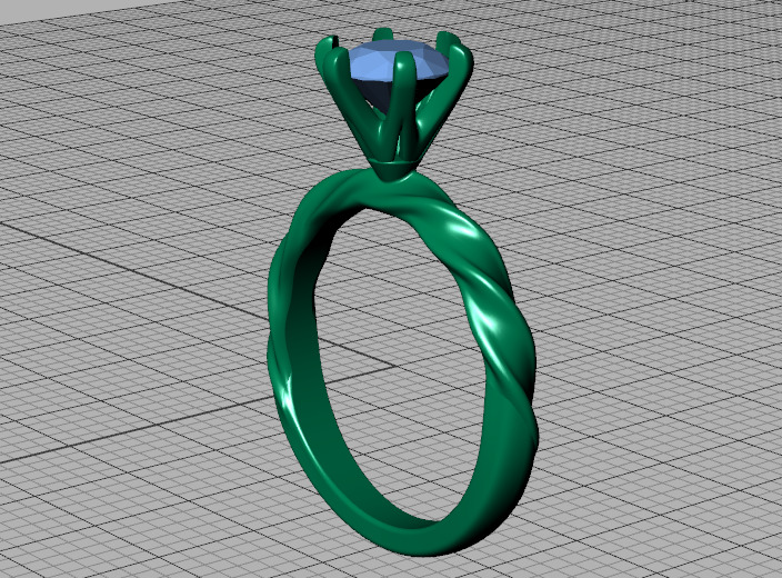 Olivia Twisted Solitaire Engagement Ring 1ct Diamond 3D model 3D print model_39