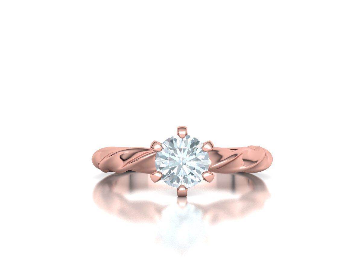 Olivia Twisted Solitaire Engagement Ring 1ct Diamond 3D model 3D print model_12