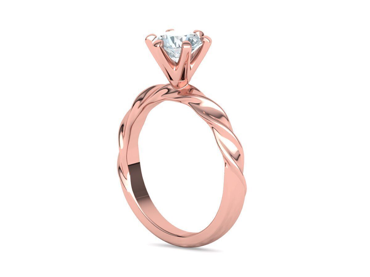 Olivia Twisted Solitaire Engagement Ring 1ct Diamond 3D model 3D print model_24